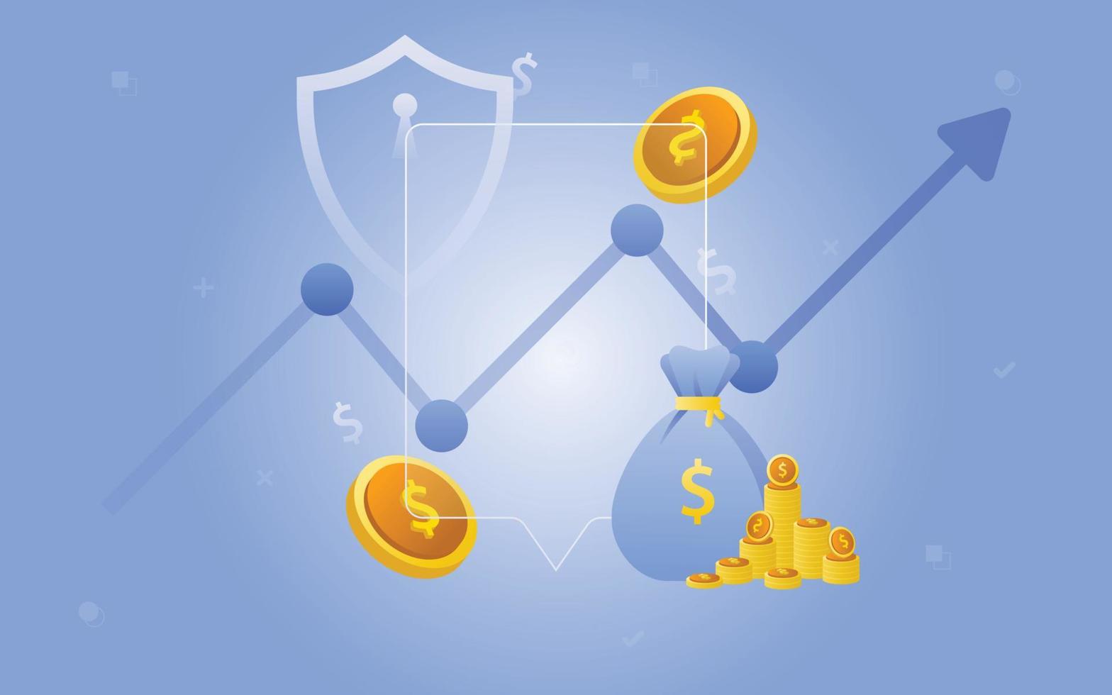 finansiell förvaltning begrepp och investering, platt design av betalning och finansiera med pengar, kontanter, sedel, kalkylator, kreditera kort, lugg mynt och mynt stack. vektor illustration och baner mall