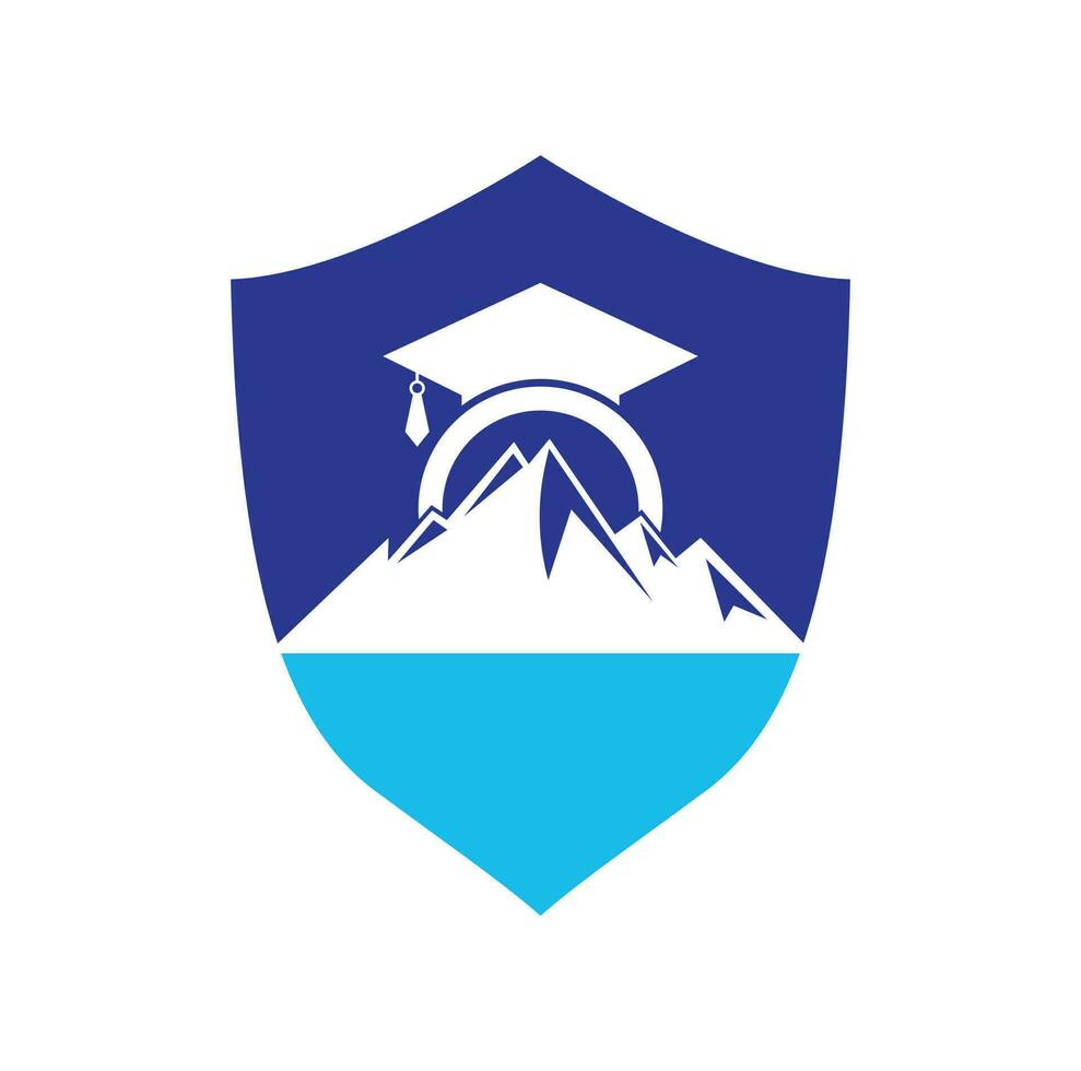 Symbolvorlage für das Design des Logos für die Bergbildung. Inspiration für das Logo-Design der Bergbildungskappe vektor