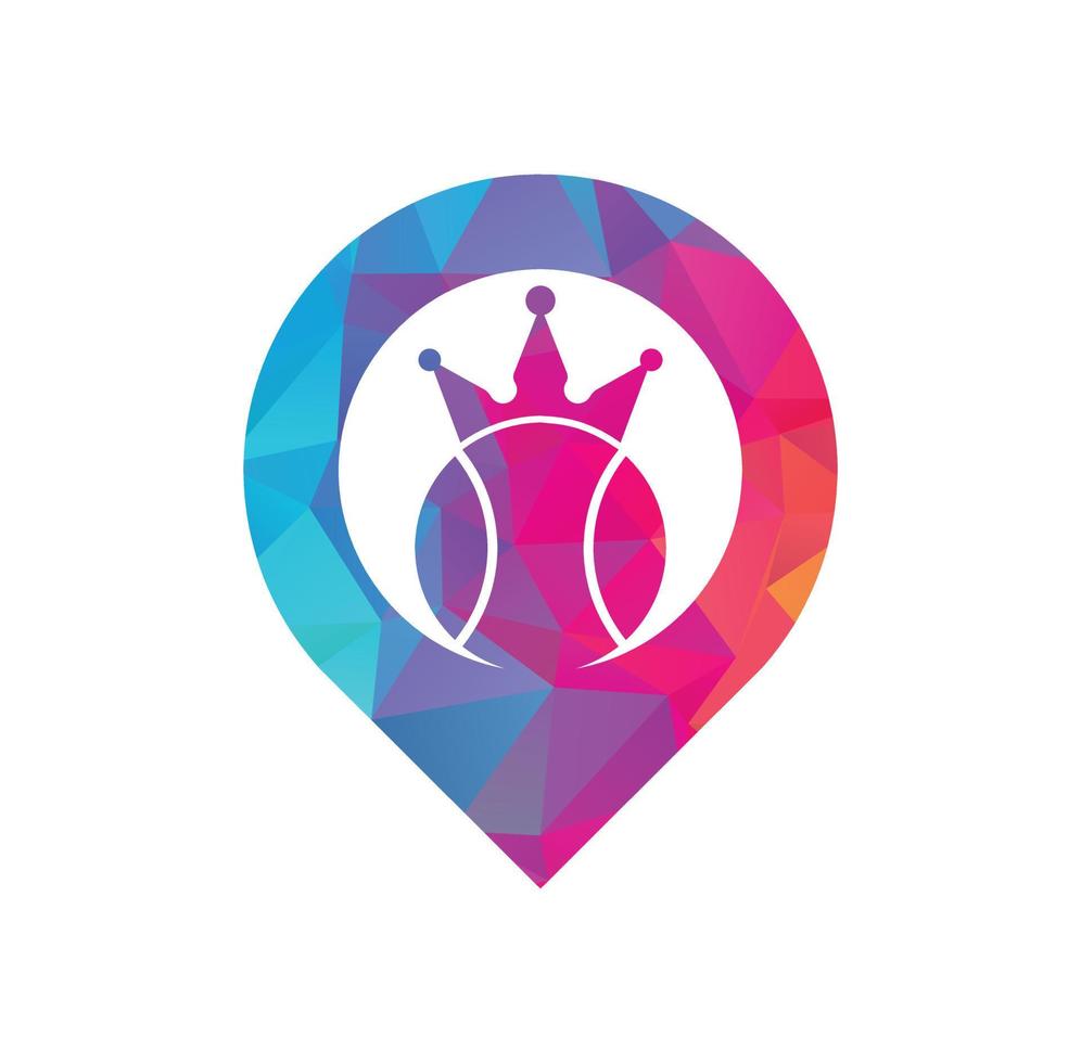Tennis-König-Vektor-Logo-Design. Entwurfsvorlage für Tennisball- und Kronensymbole. vektor