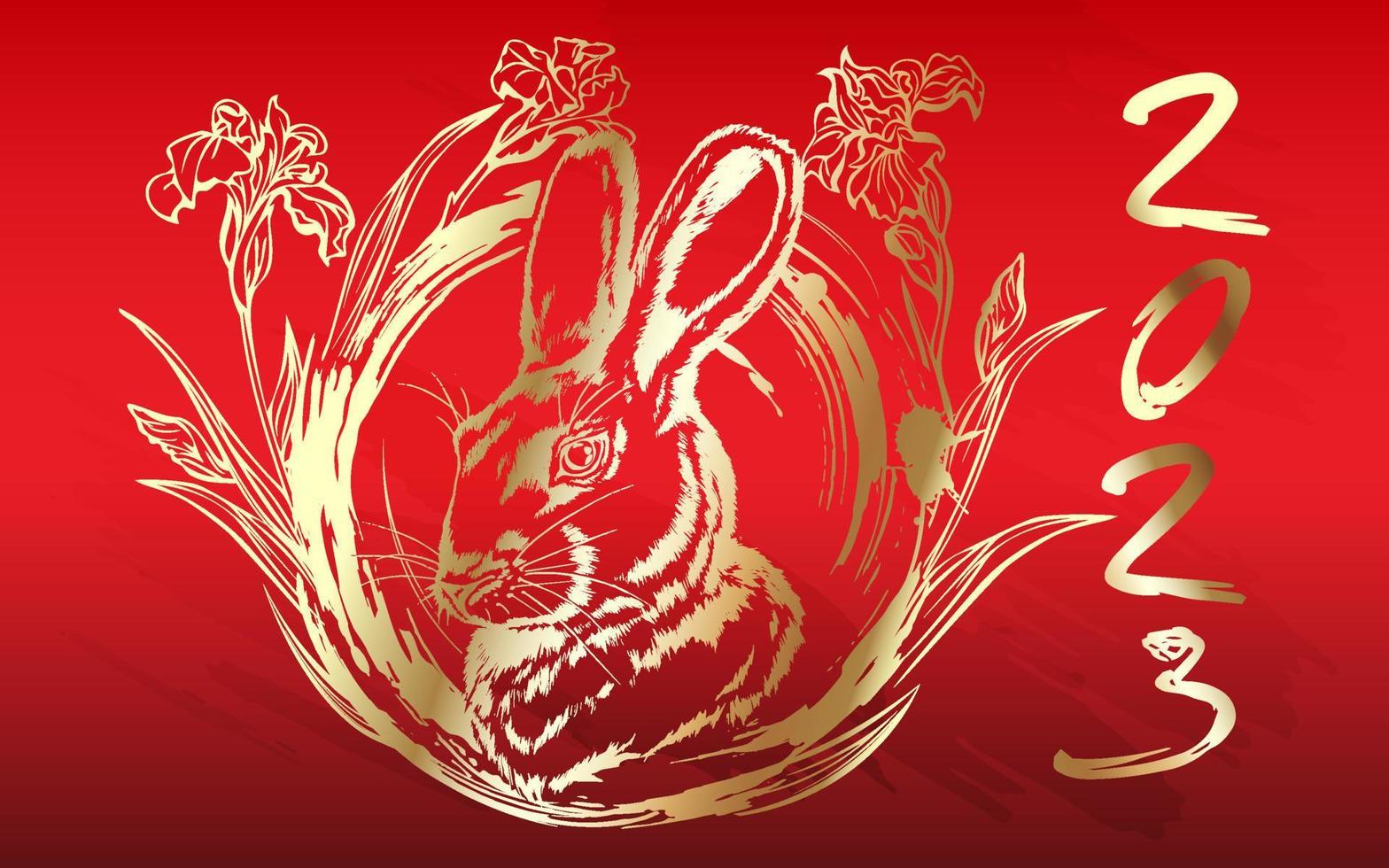 bakgrund av de firande av de kinesisk ny år 2023 under de zodiaken tecken av de kanin. vektor