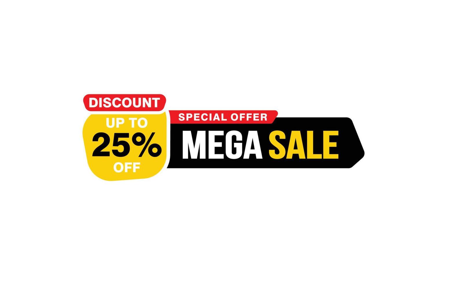 25 Prozent Mega-Sale-Angebot, Räumung, Werbebanner-Layout mit Aufkleberstil. vektor