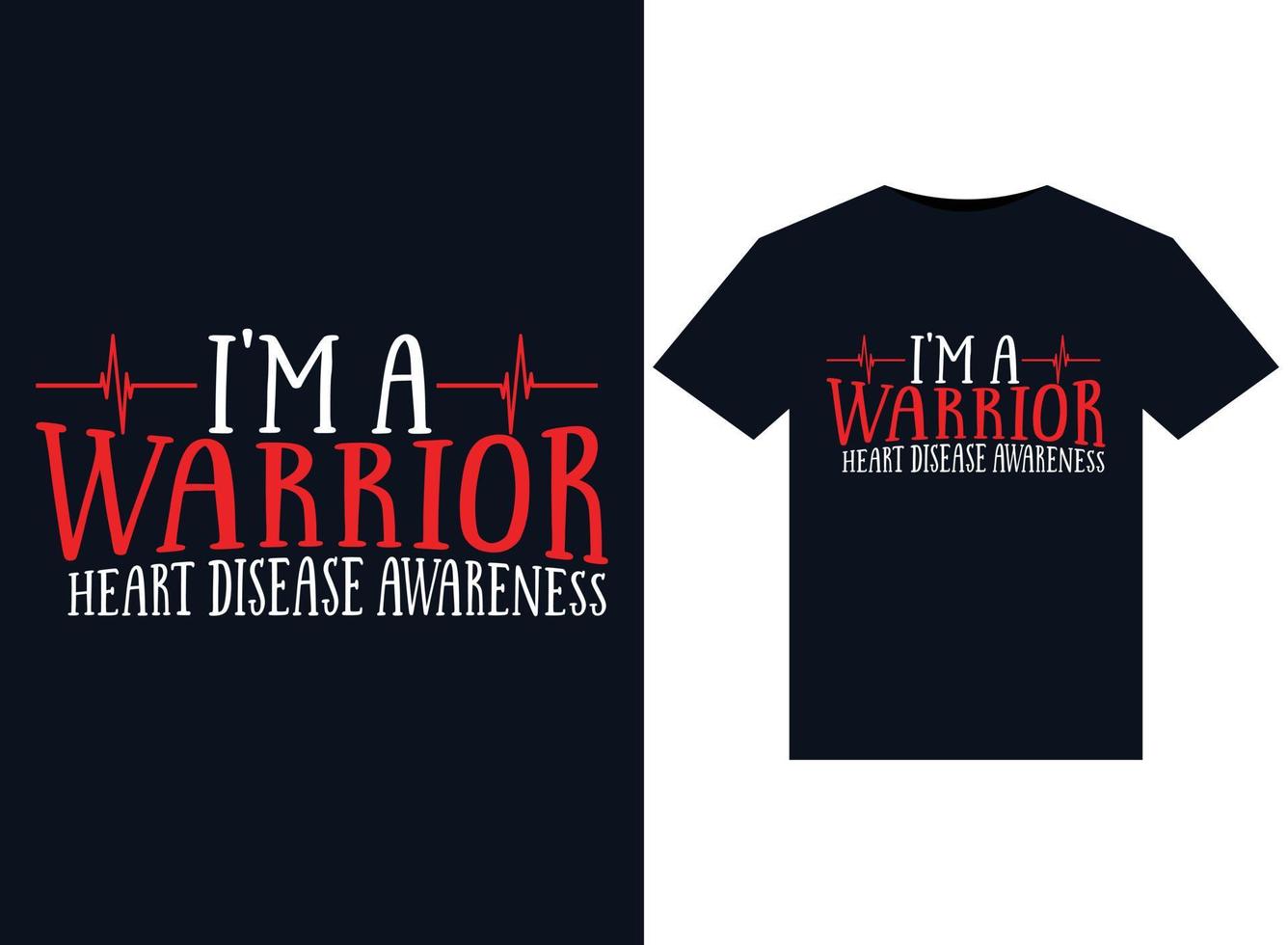 jag är en krigare hjärta sjukdom medvetenhet illustrationer för tryckfärdig t-tröjor design vektor