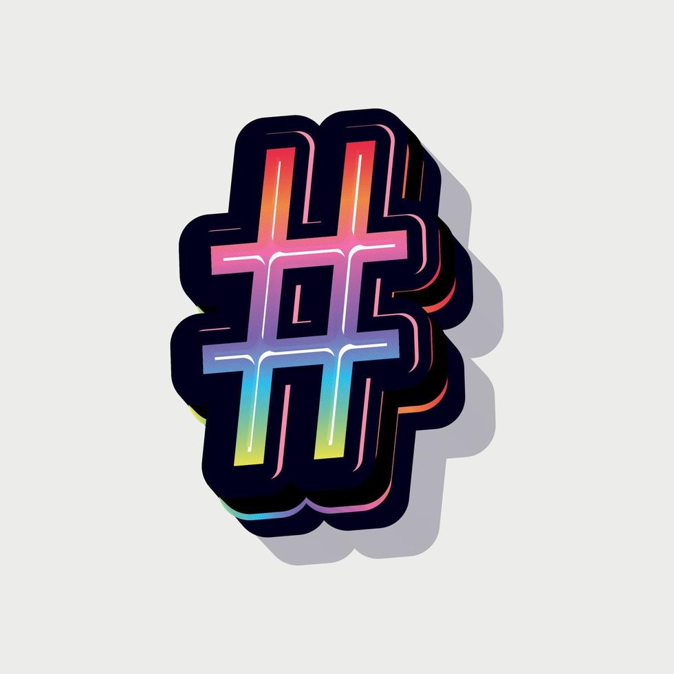 3D-Hashtag im Malstil vektor