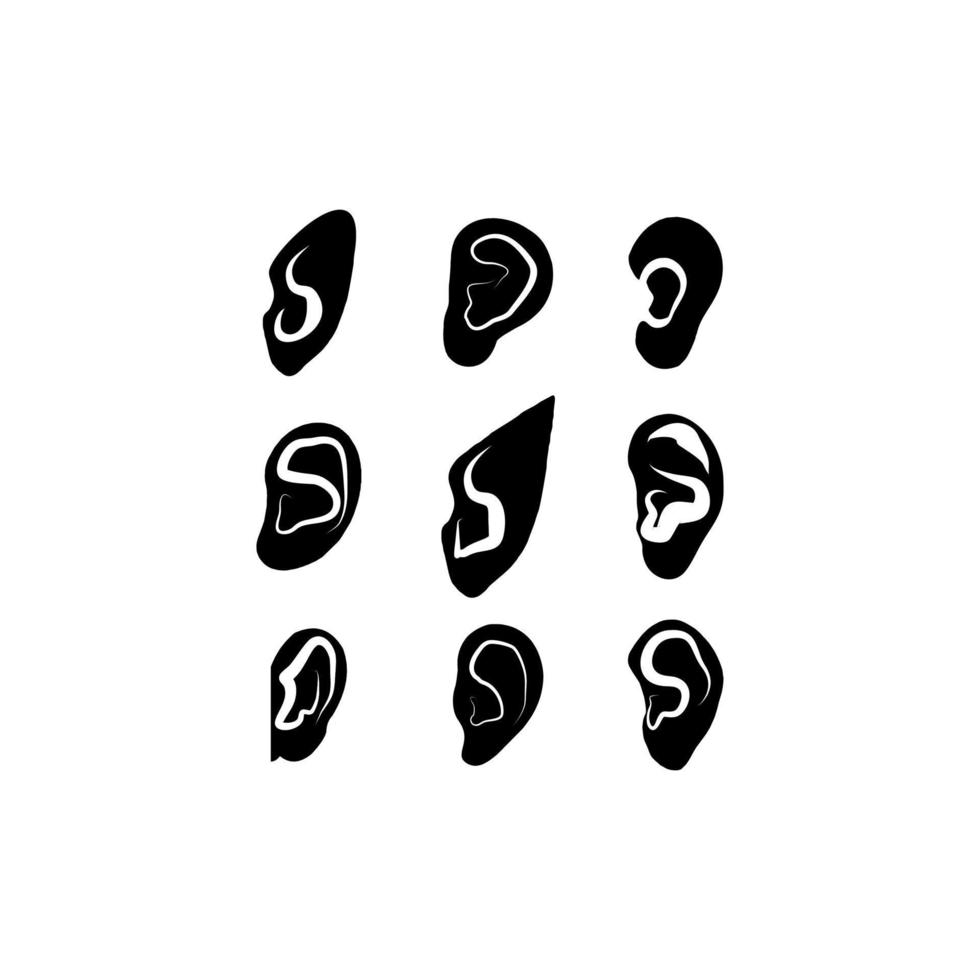 Symbol für die menschliche Silhouette der Ohranatomie vektor