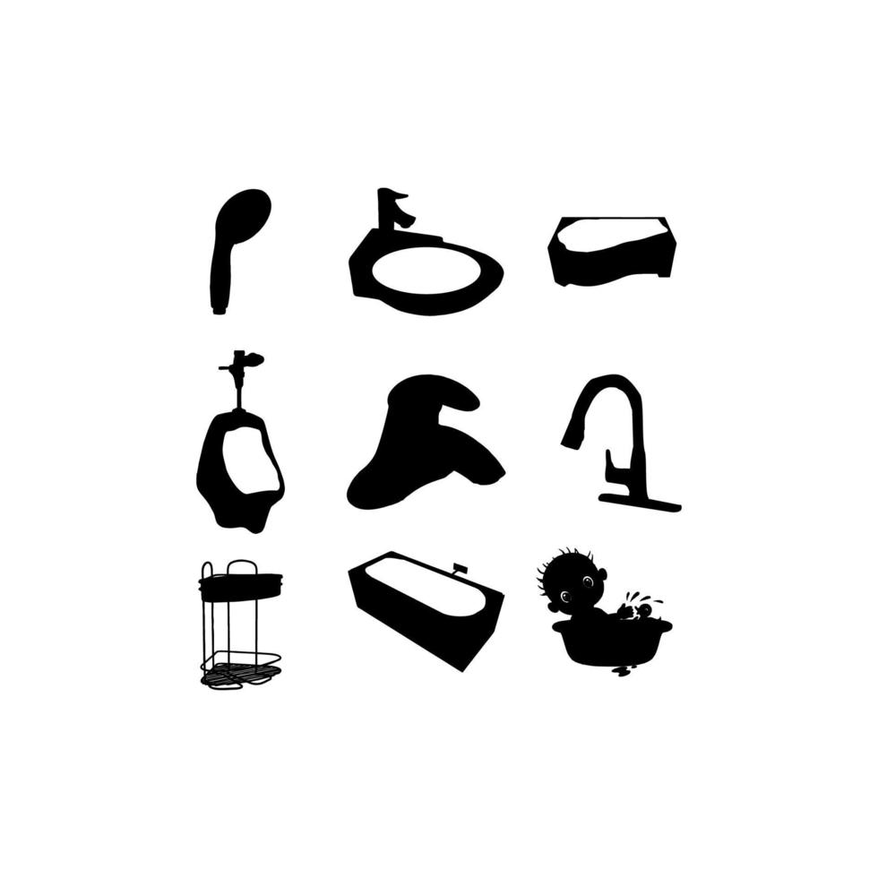 Set-Icon-Design für die Sammlung von Badausstattungen vektor