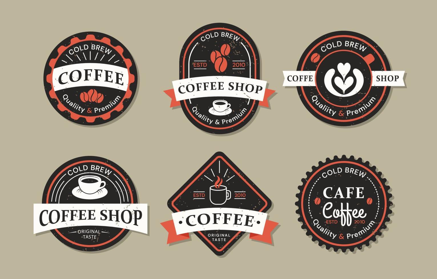 årgång kaffe affär logotyp uppsättning vektor