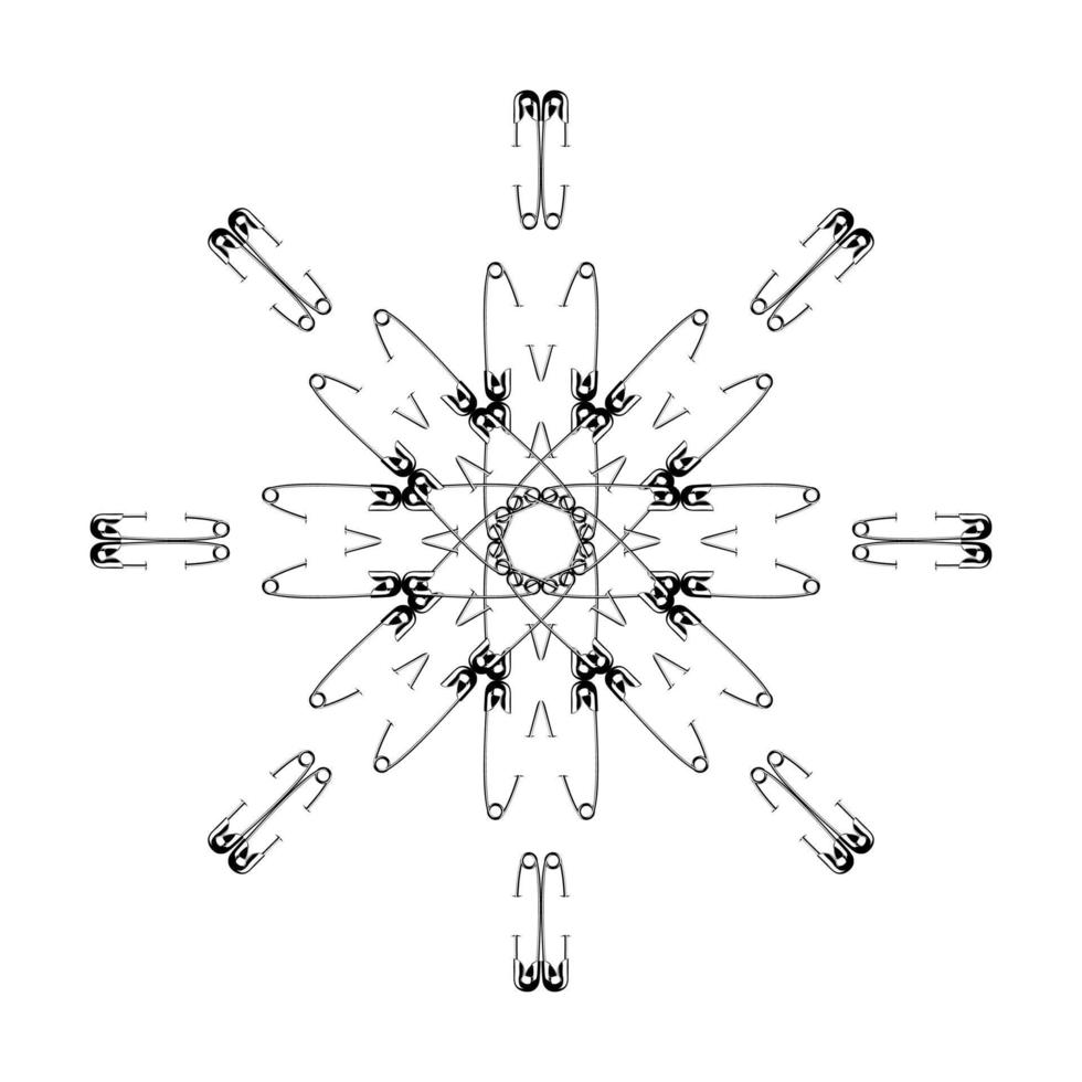 konstnärlig cirkel form tillverkad från säkerhet stift sammansättning för dekoration, utsmyckad, logotyp, hemsida, konst illustration eller grafisk design element. vektor illustration