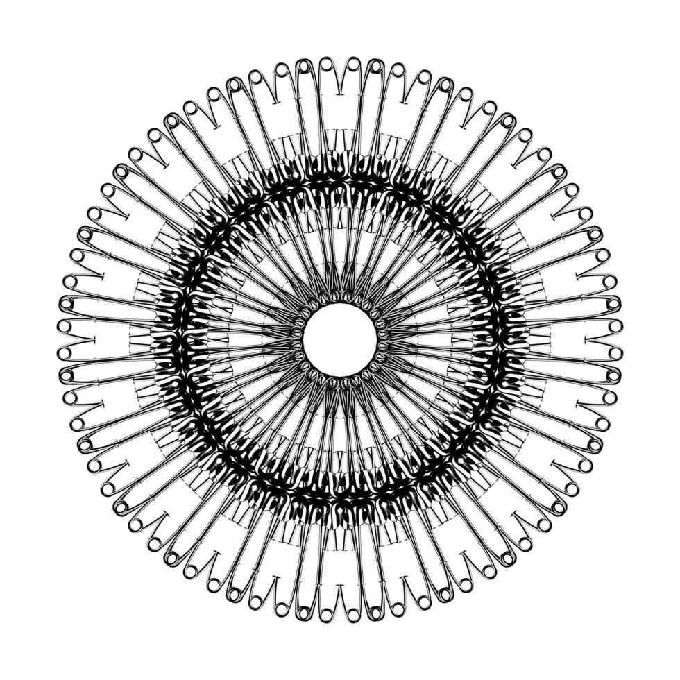 künstlerische kreisform aus sicherheitsnadelkomposition für dekoration, verziert, logo, website, kunstillustration oder grafikdesignelement. Vektor-Illustration vektor