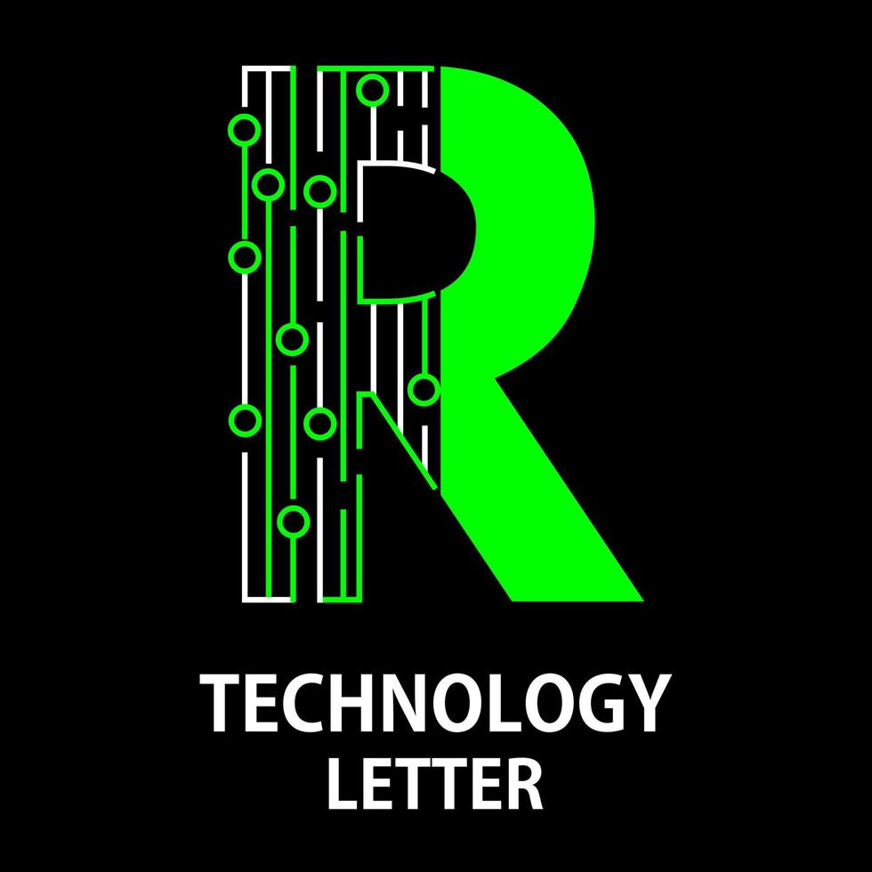 technologie brief logo design vorlage illustration. das ist gut für technik, wissenschaft, computer etc. das ist r brief vektor