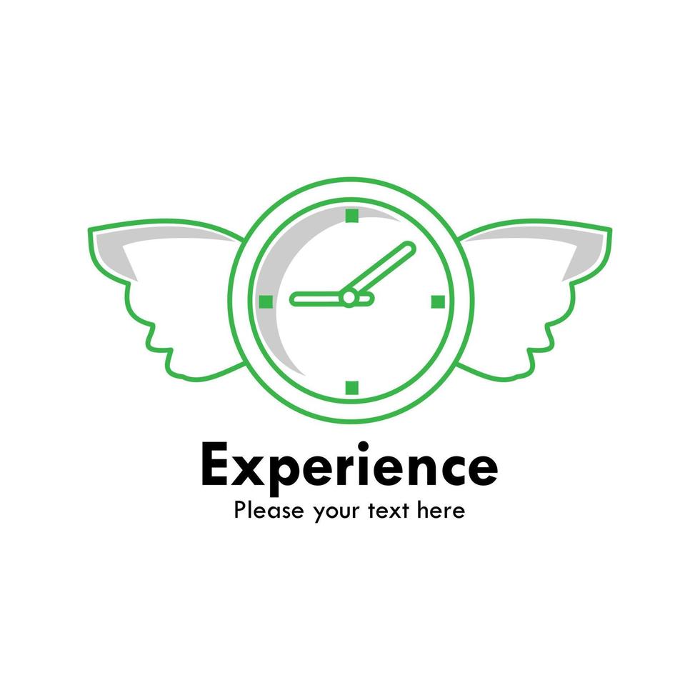erfahrung logo design vorlage illustration. das ist Symbolerfahrung. es gibt Zeit und Flügel. vektor