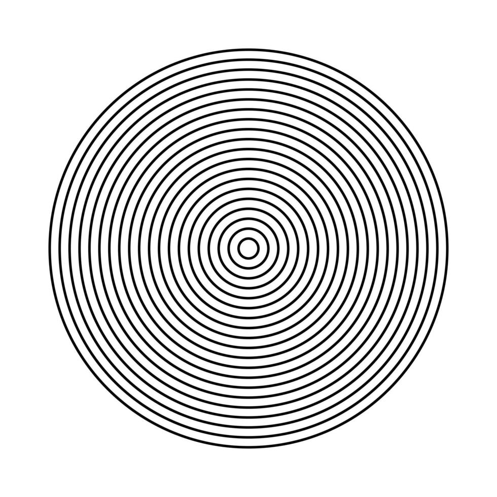 eps10 schwarze Vektorgrafik mit konzentrischen Kreisen isoliert auf weißem Hintergrund. kreisförmiges geometrisches abstraktes halbtonmuster in einem einfachen flachen trendigen modernen stil für ihr website-design und mobile app vektor