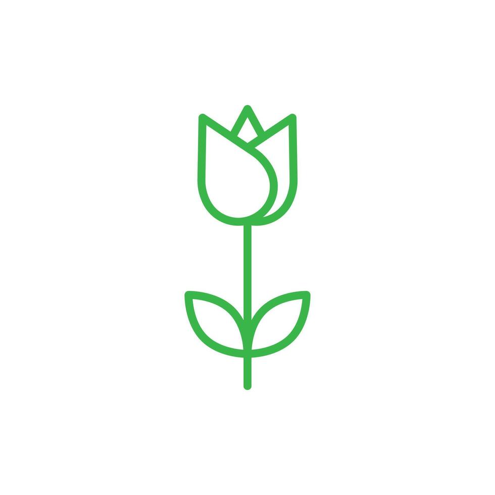 eps10 grüne Vektor Tulpe Blume abstrakte Linie Kunstsymbol oder Logo isoliert auf weißem Hintergrund. Tulpenblumenumrisssymbol in einem einfachen, flachen, trendigen, modernen Stil für Ihr Website-Design und mobile App