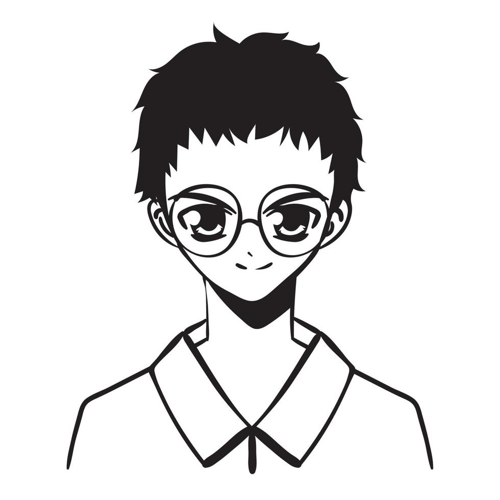 anime pojke med glasögon vektor