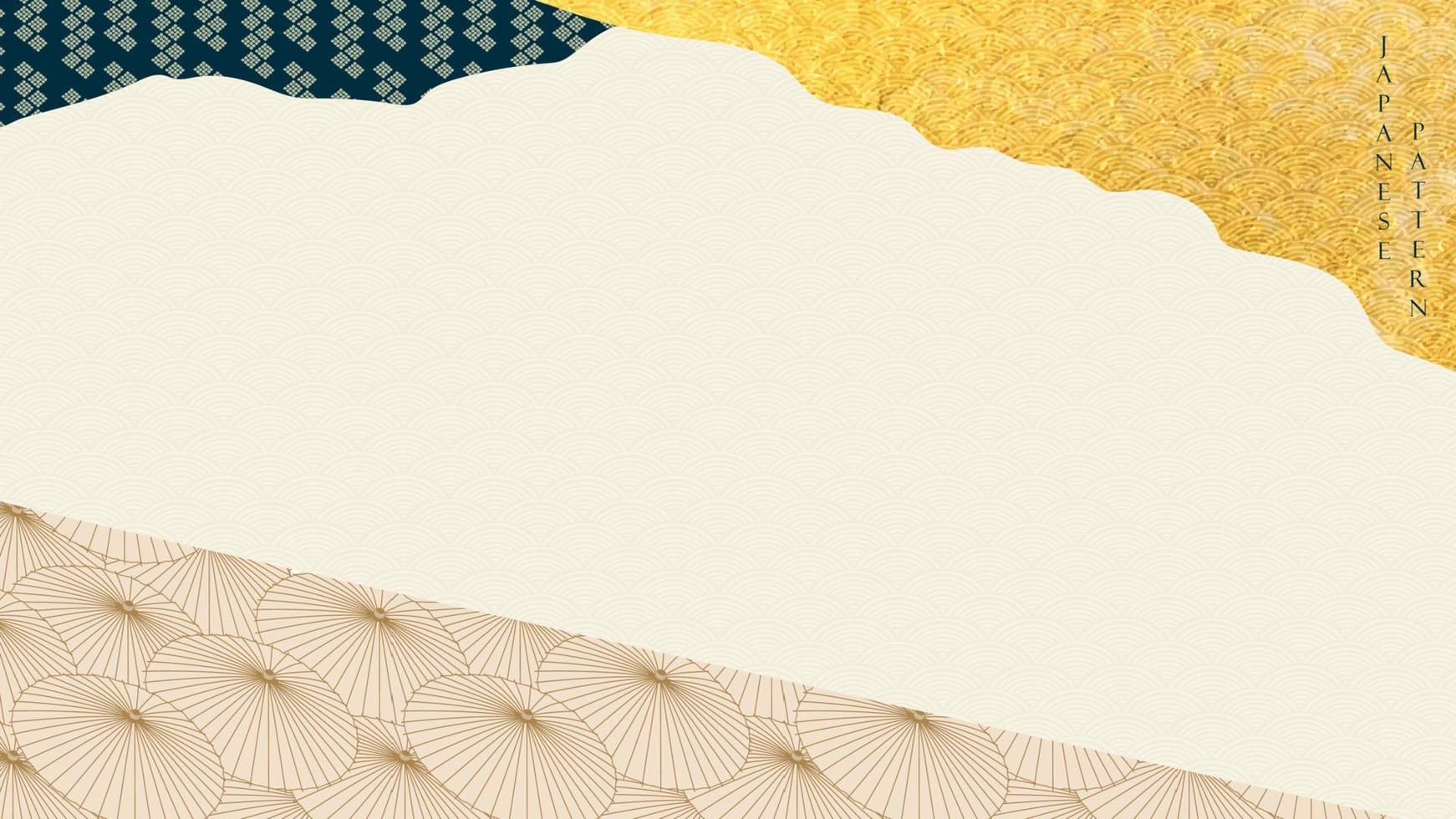 japansk mall med abstrakt bakgrund vektor. asiatisk element med guld textur baner i orientaliskt stil. vektor