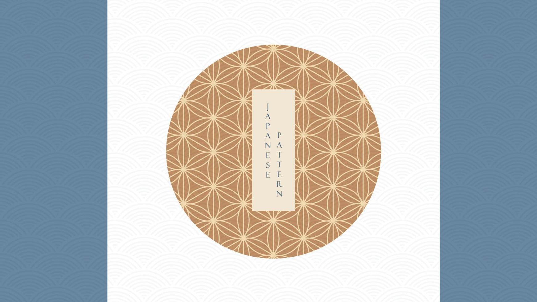 japanischer hintergrund mit geometrischem dekorationsmustervektor. orientalisches Bannerdesign mit Strichzeichnungen im Vintage-Stil. vektor