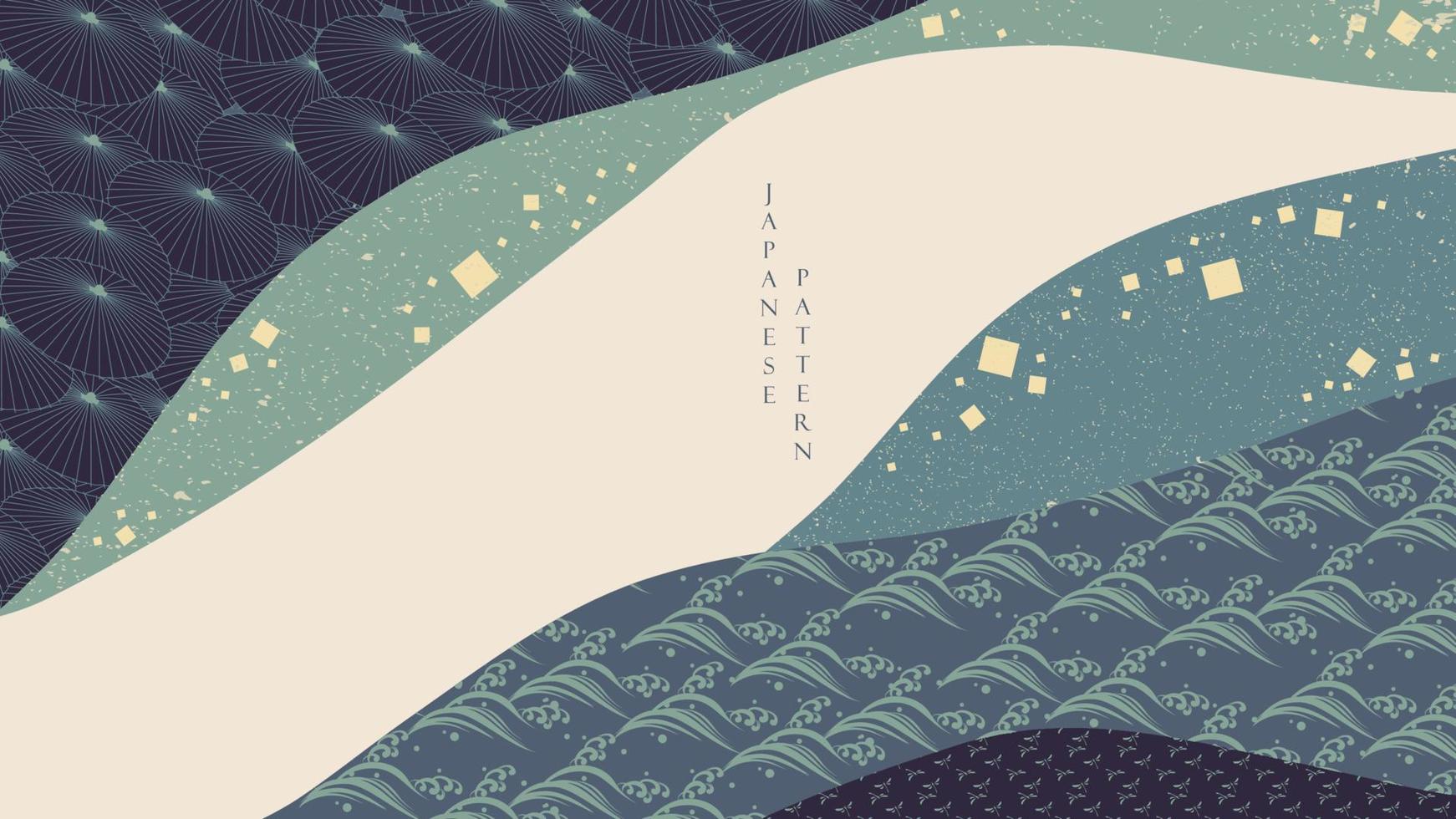 japanischer hintergrund mit traditionellem dekorationsmustervektor. orientalisches Bannerdesign mit abstrakten Kunstelementen im Vintage-Stil. vektor