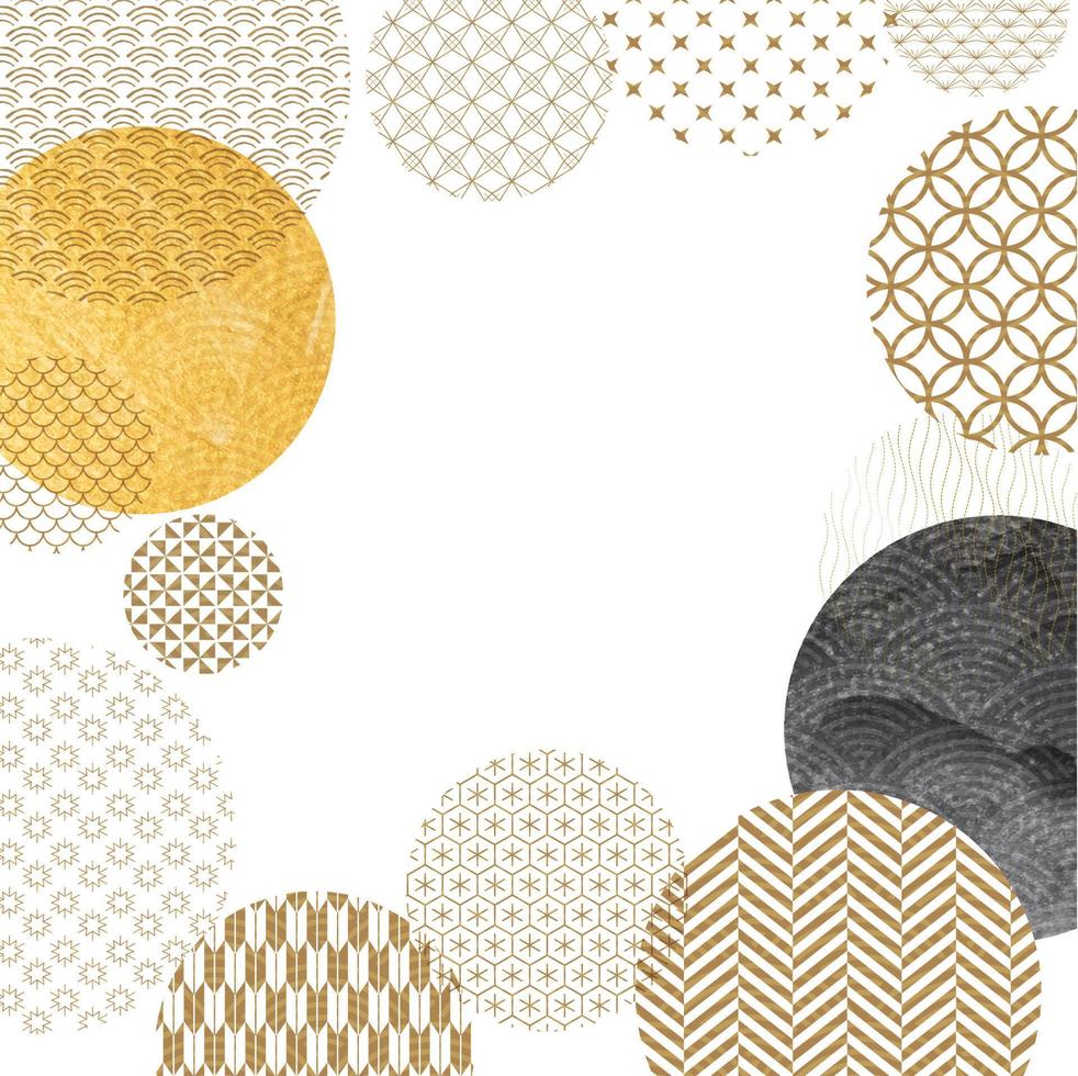japanisches muster mit gold- und schwarzem texturelementvektor. geometrischer Hintergrund mit orientalischer Dekoration im Vintage-Stil. vektor