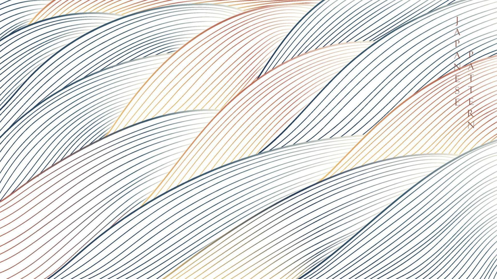 japansk bakgrund med linje mönster vektor. hav hav baner design i årgång stil. vektor