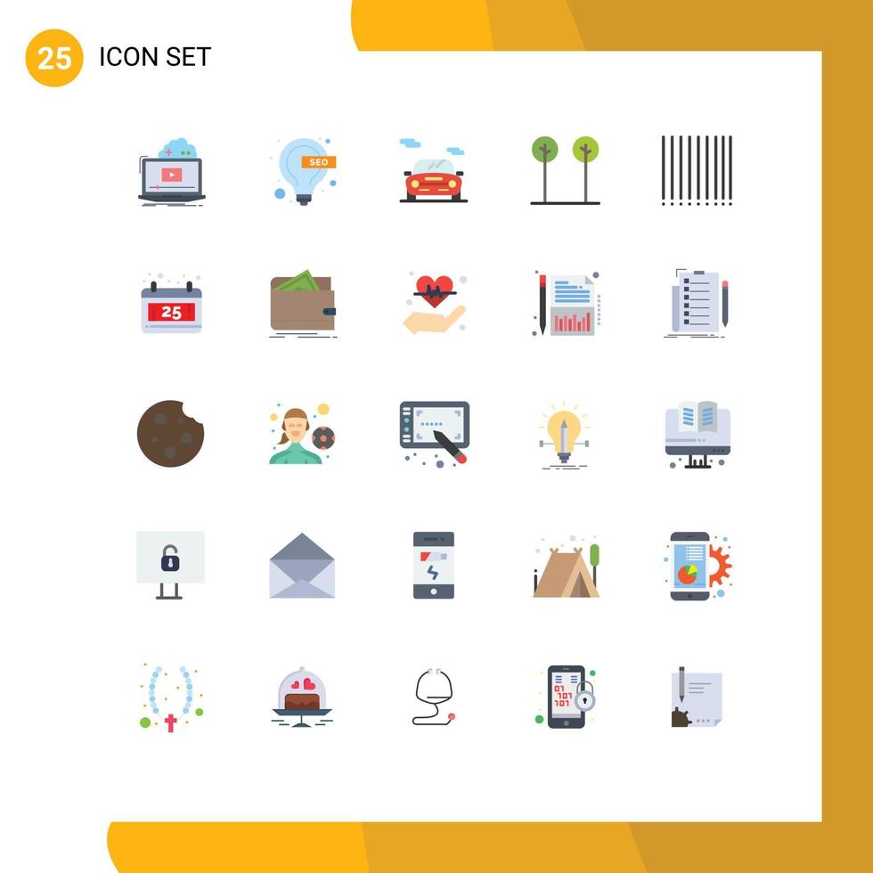 25 flaches Farbkonzept für mobile Websites und Apps Barcode Natur SEO hinterlässt bearbeitbare Vektordesign-Elemente für Fahrzeuge vektor