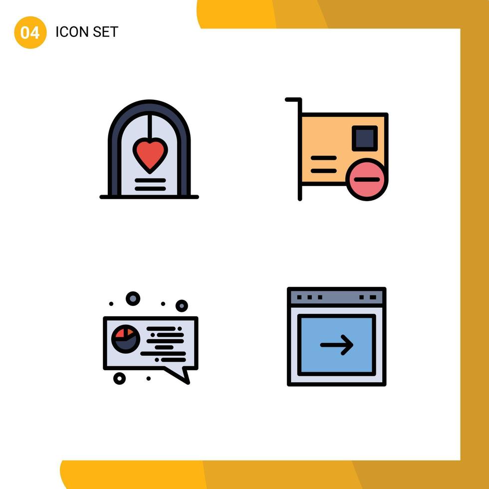 mobil gränssnitt fylld linje platt Färg uppsättning av 4 piktogram av båge pci äktenskap datorer digital redigerbar vektor design element