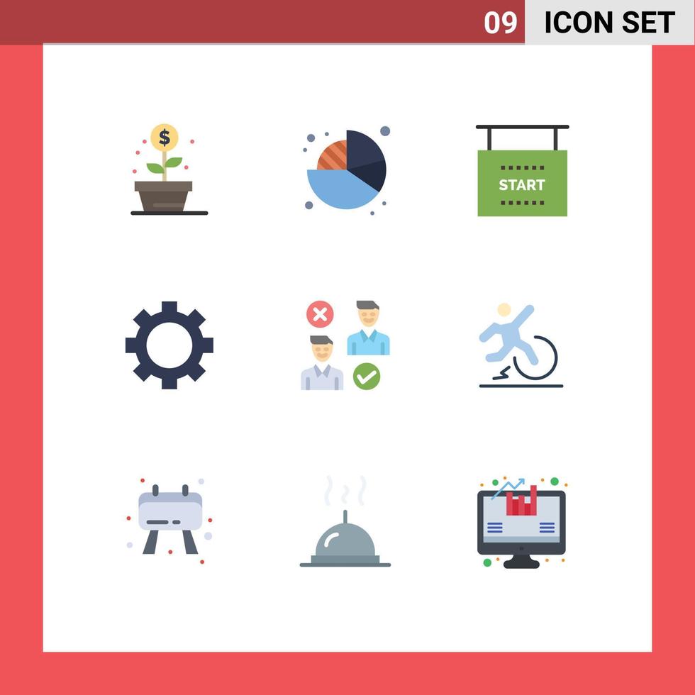 universell ikon symboler grupp av 9 modern platt färger av användare teknologi flagga uppsättning enheter redigerbar vektor design element