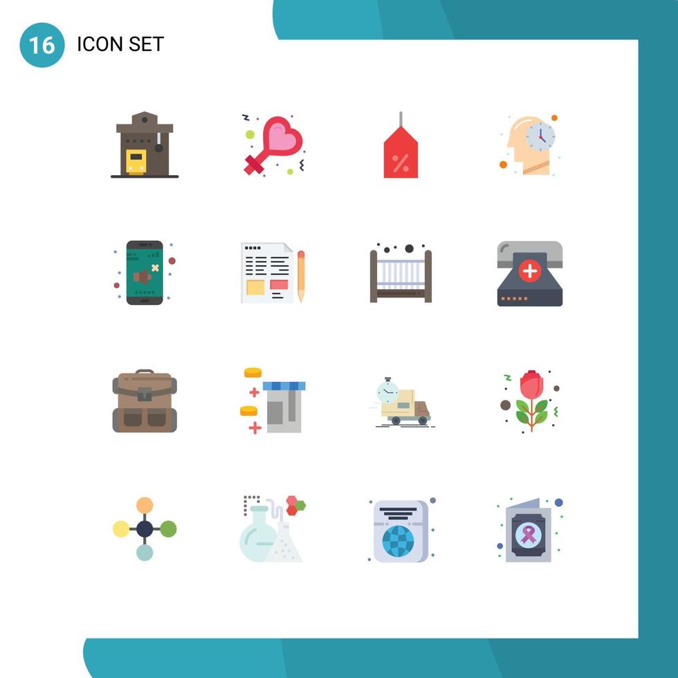 piktogram uppsättning av 16 enkel platt färger av volym av märka tid mänsklig redigerbar packa av kreativ vektor design element