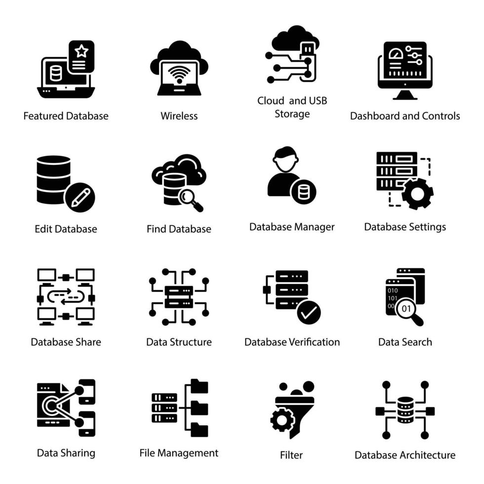 Paket von Cloud-Hosting-Vektorsymbolen vektor