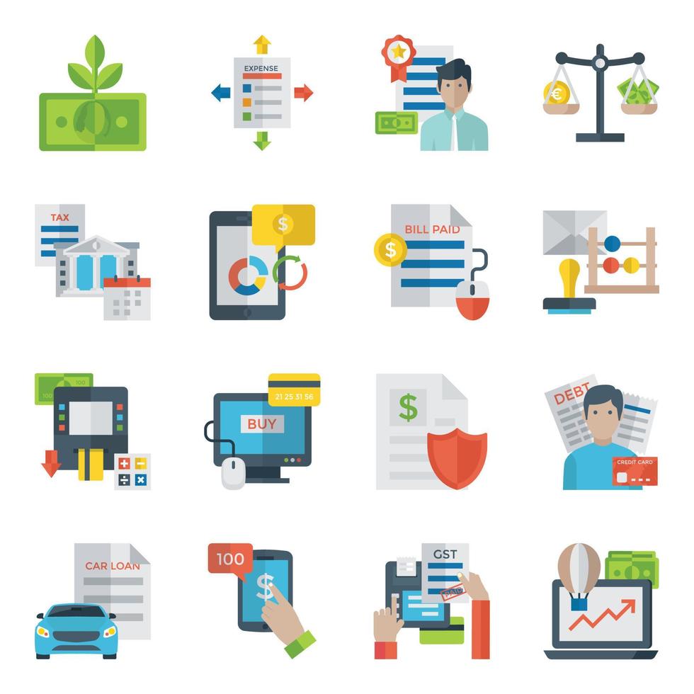 Budget Business Flat Icons Pack vektor