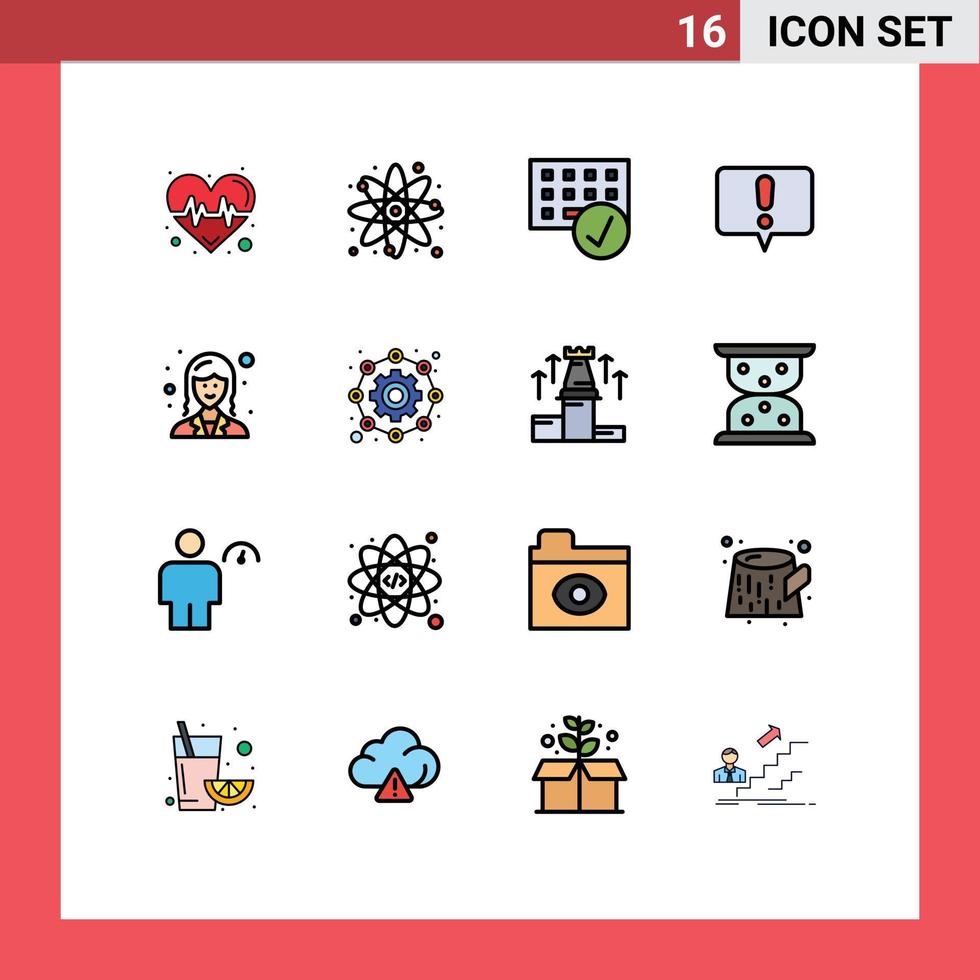 universell ikon symboler grupp av 16 modern platt Färg fylld rader av företag chatt atom varna grej redigerbar kreativ vektor design element