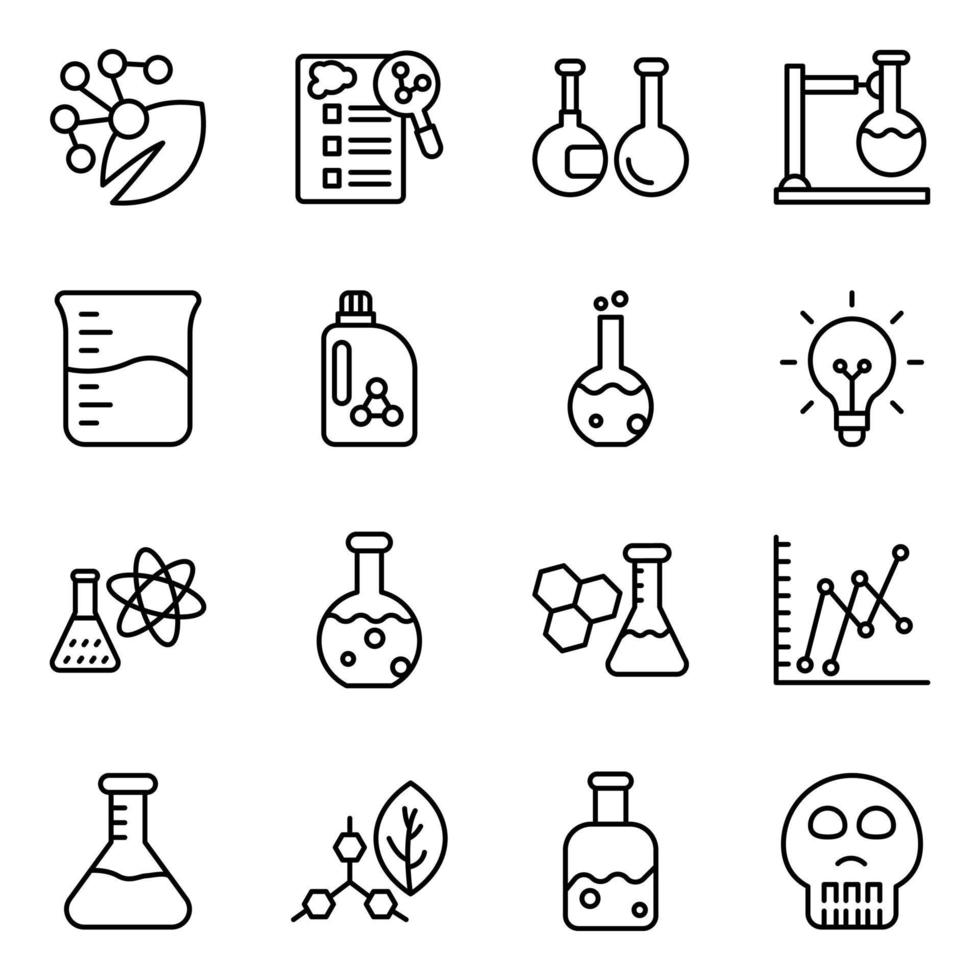 packa av biokemi och vetenskap linje vektor ikoner
