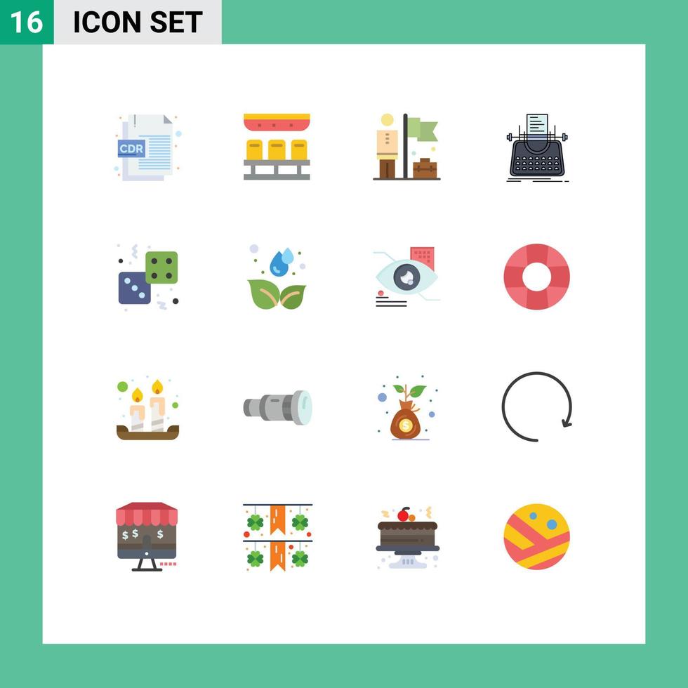 universell ikon symboler grupp av 16 modern platt färger av tärningar skrivmaskin skicklig berättelse artikel redigerbar packa av kreativ vektor design element