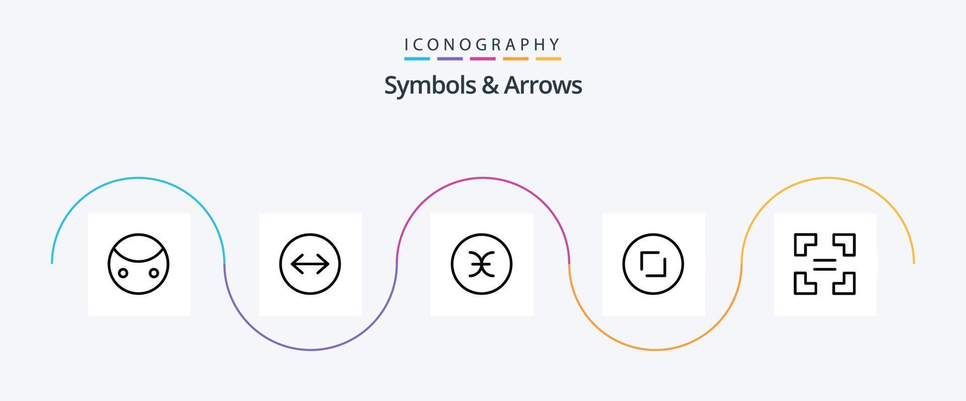 symboler och pilar linje 5 ikon packa Inklusive likvärdig. full skärm. tecken. zoom. cirkel vektor