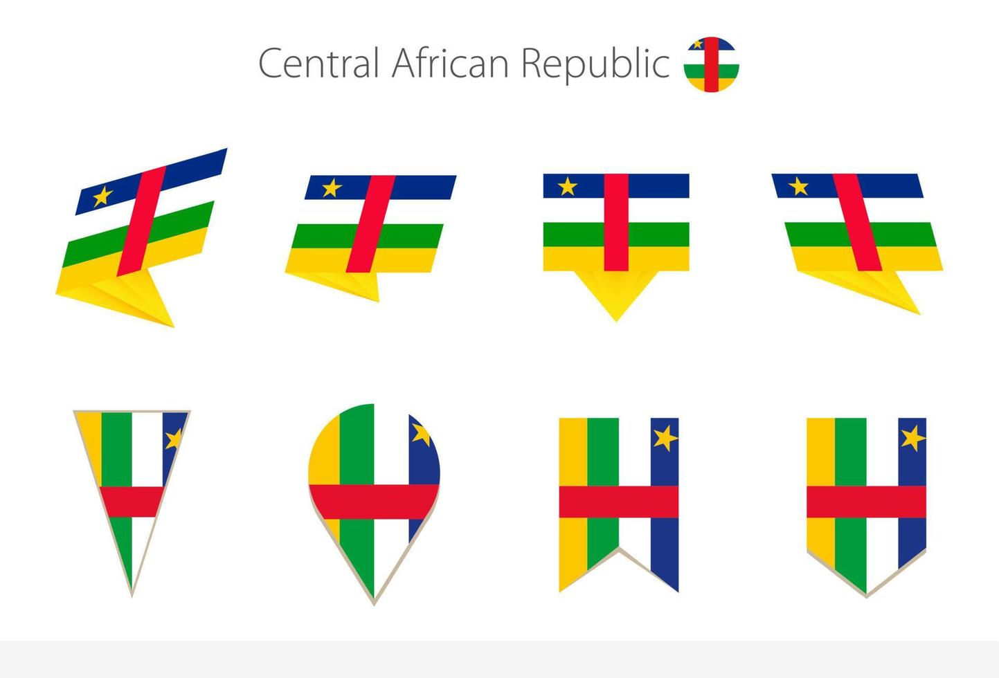 central afrikansk republik nationell flagga samling, åtta versioner av central afrikansk republik vektor flaggor.