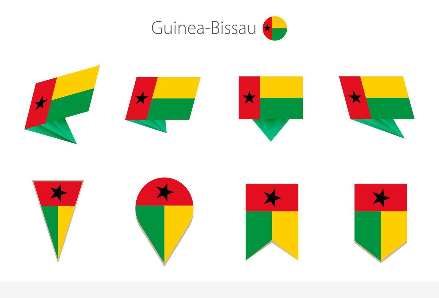 guinea-bissau-nationalflaggensammlung, acht versionen von guinea-bissau-vektorflaggen. vektor