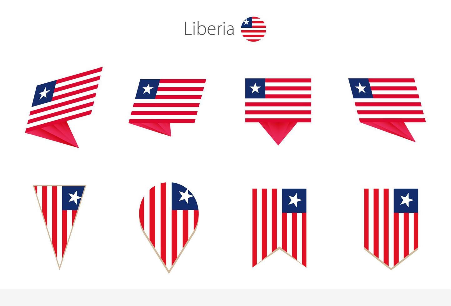 Liberia nationell flagga samling, åtta versioner av Liberia vektor flaggor.