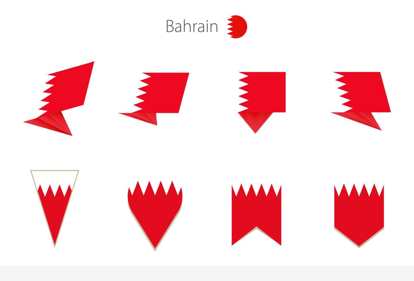 Bahrain-Nationalflaggensammlung, acht Versionen von Bahrain-Vektorflaggen. vektor