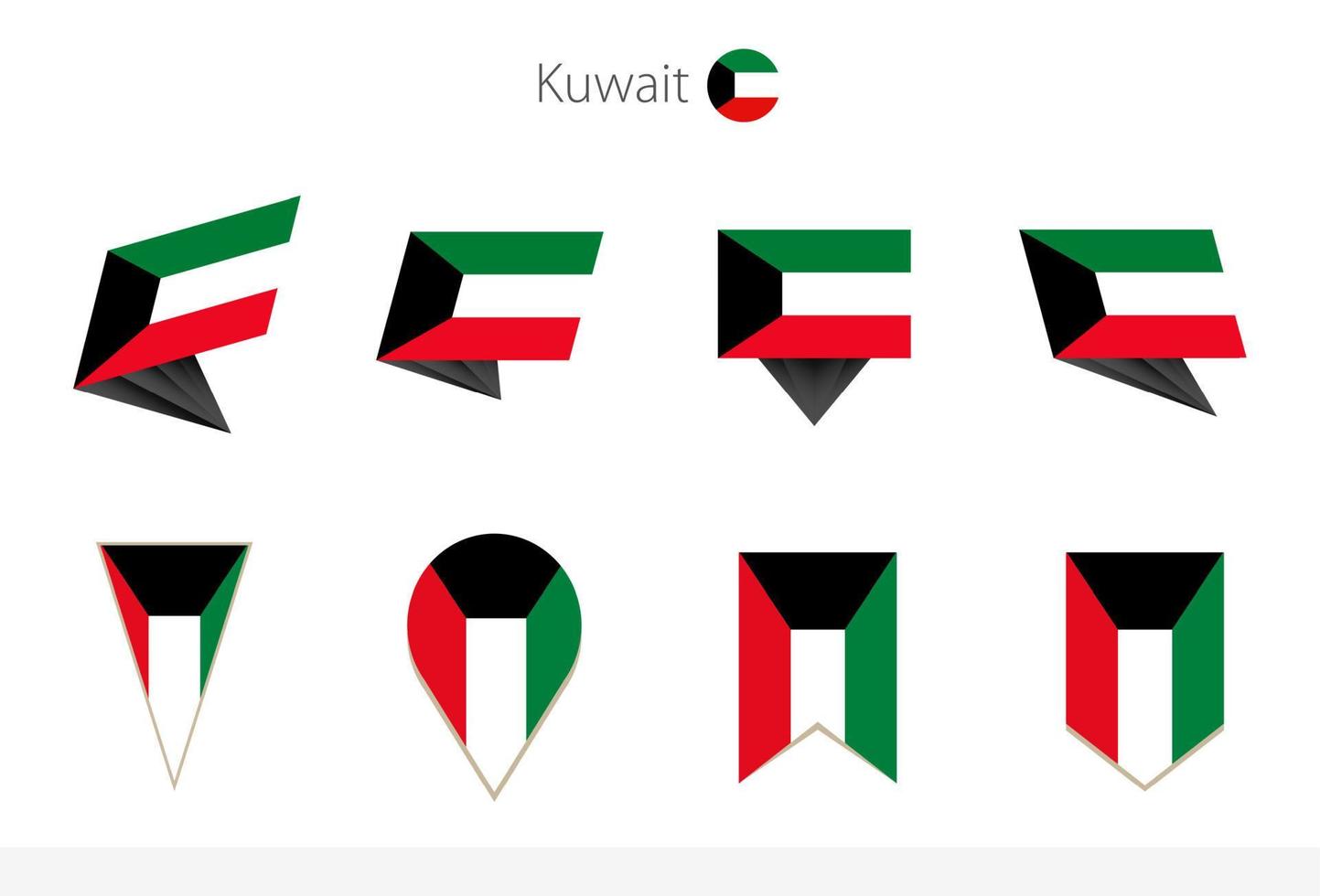 kuwait nationell flagga samling, åtta versioner av kuwait vektor flaggor.