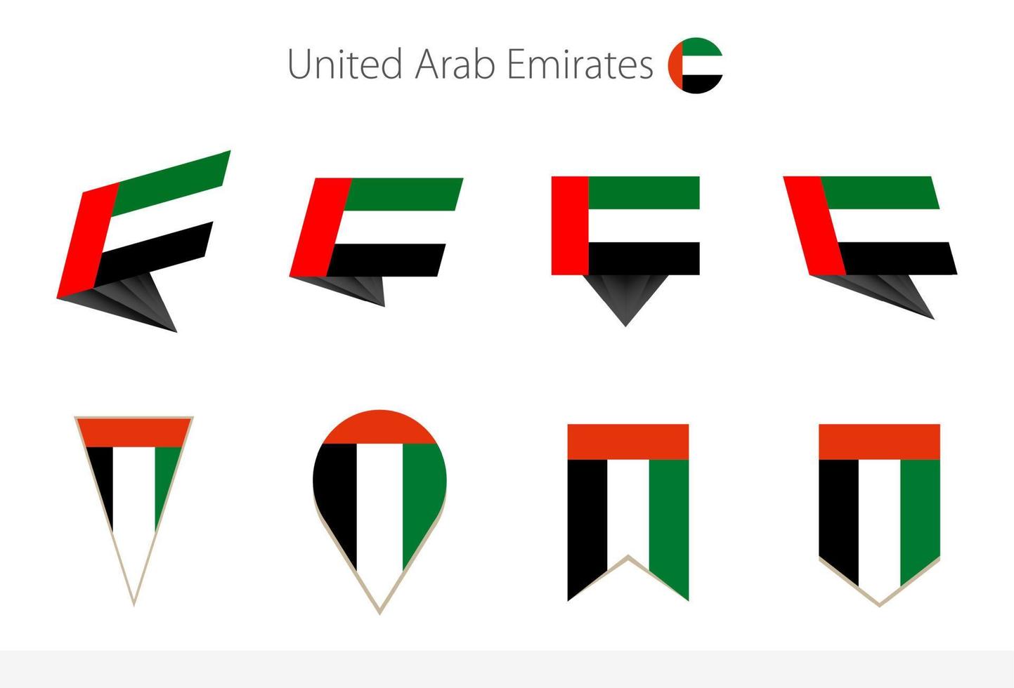 förenad arab emirates nationell flagga samling, åtta versioner av förenad arab emirates vektor flaggor.