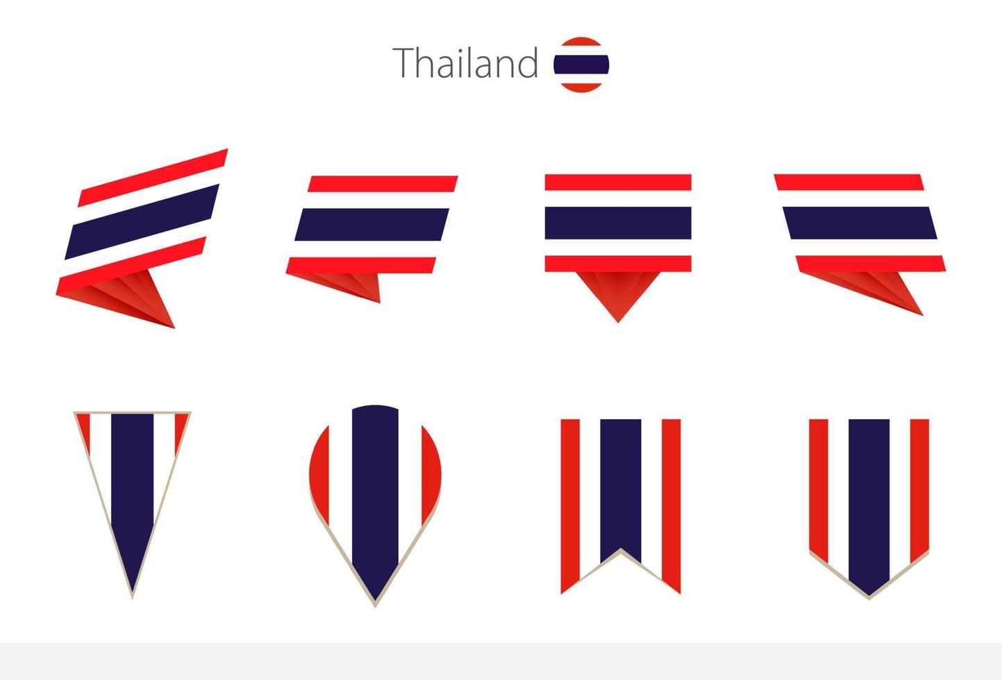 Thailand-Nationalflaggensammlung, acht Versionen von Thailand-Vektorflaggen. vektor