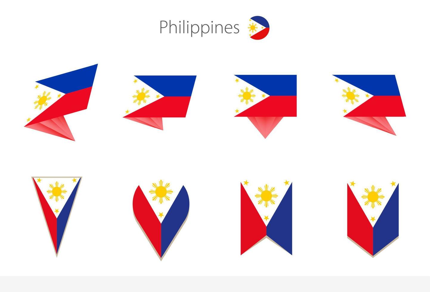 Sammlung philippinischer Nationalflaggen, acht Versionen von philippinischen Vektorflaggen. vektor