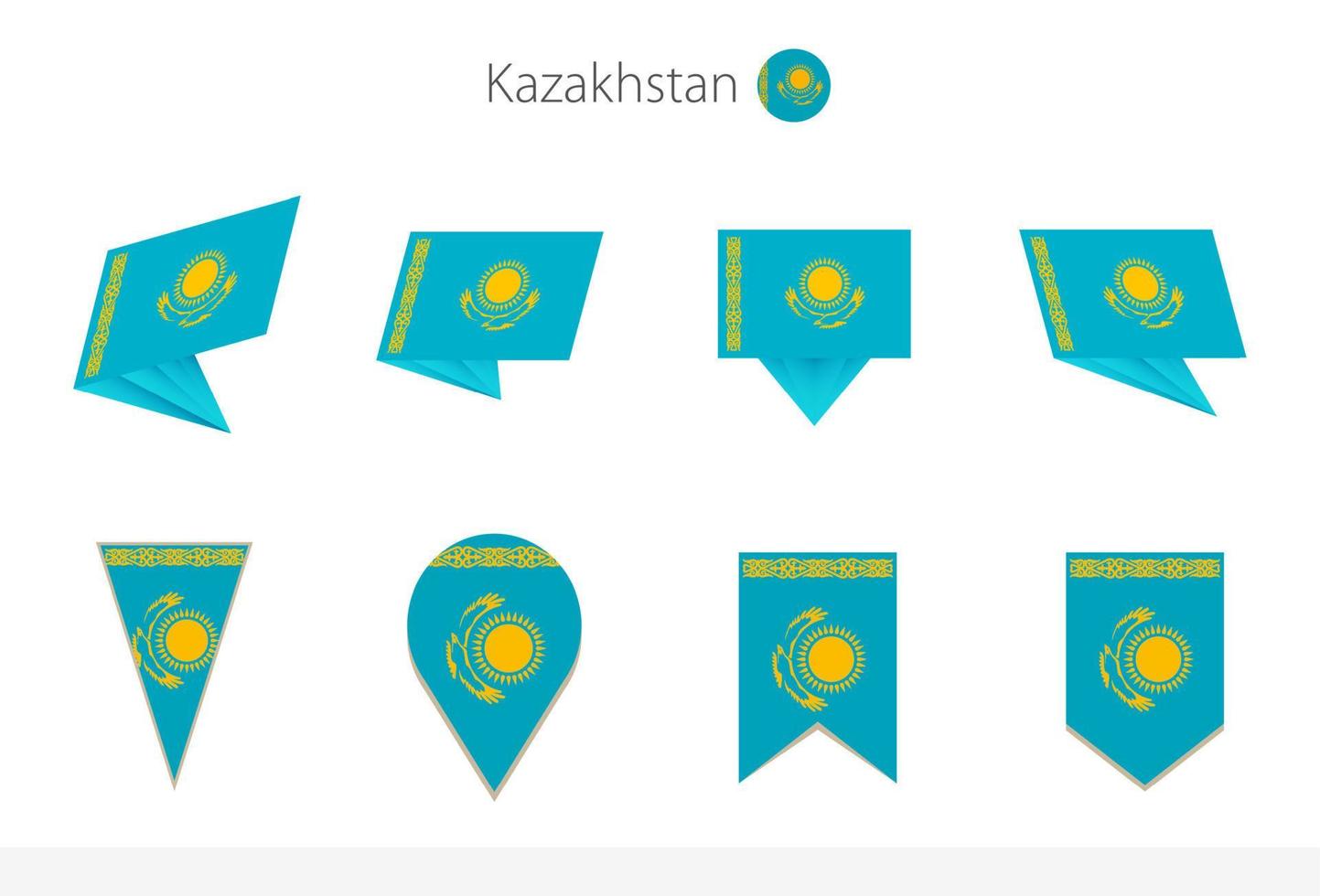 kazakhstan nationell flagga samling, åtta versioner av kazakhstan vektor flaggor.