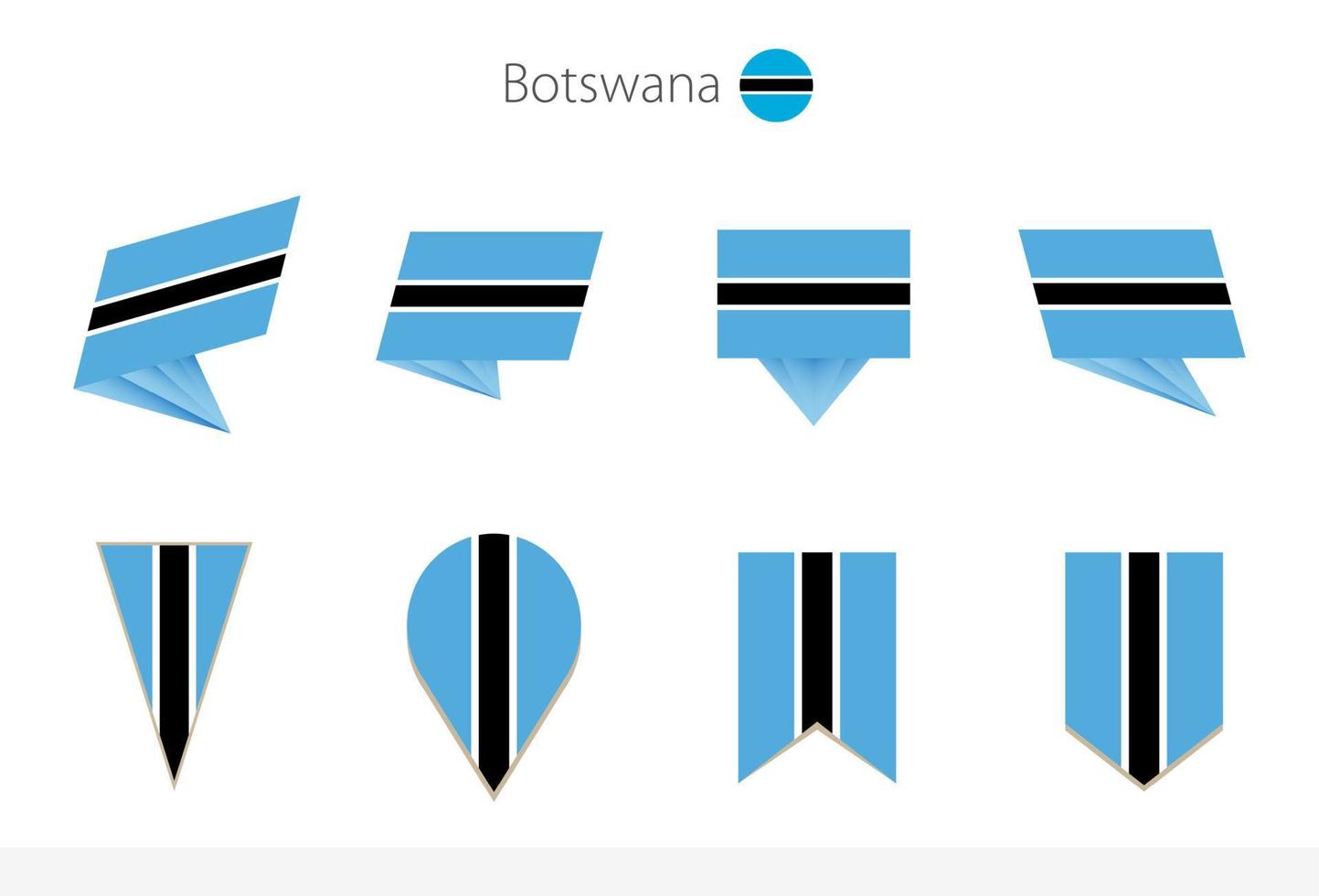 botswana nationell flagga samling, åtta versioner av botswana vektor flaggor.