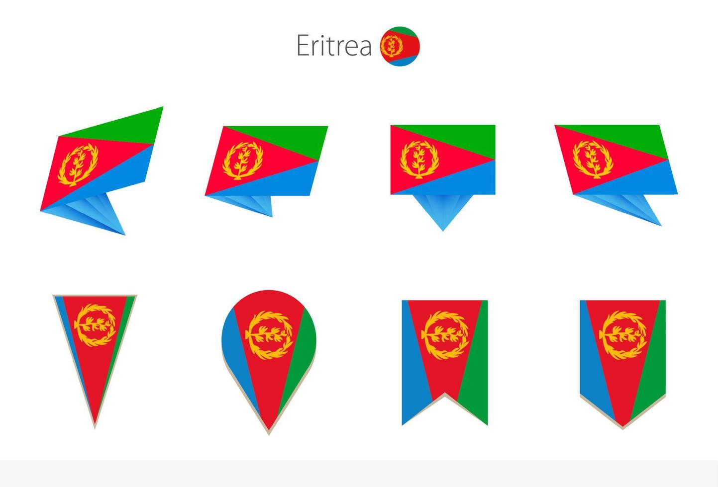 eritrea nationell flagga samling, åtta versioner av eritrea vektor flaggor.