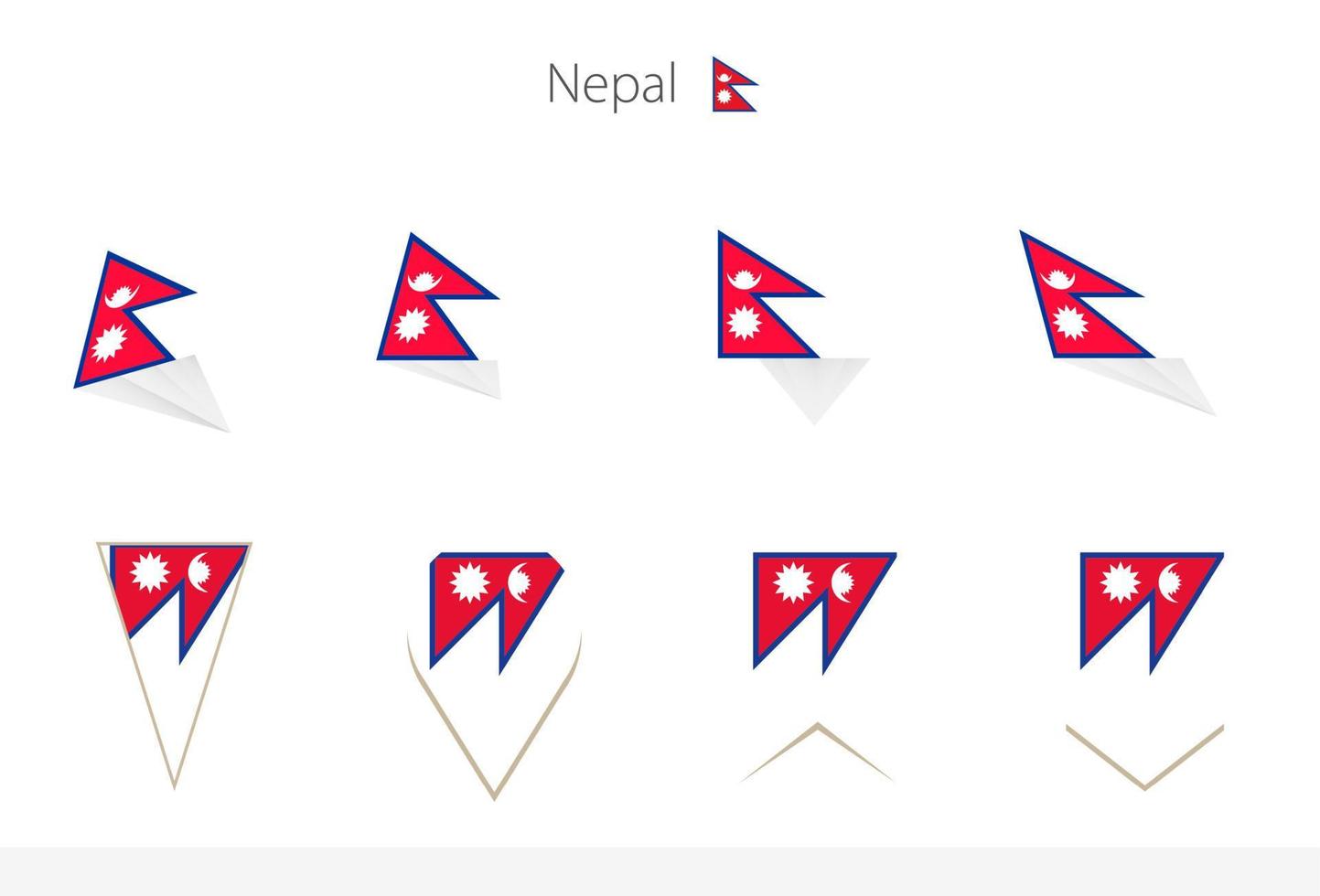 nepal nationell flagga samling, åtta versioner av nepal vektor flaggor.