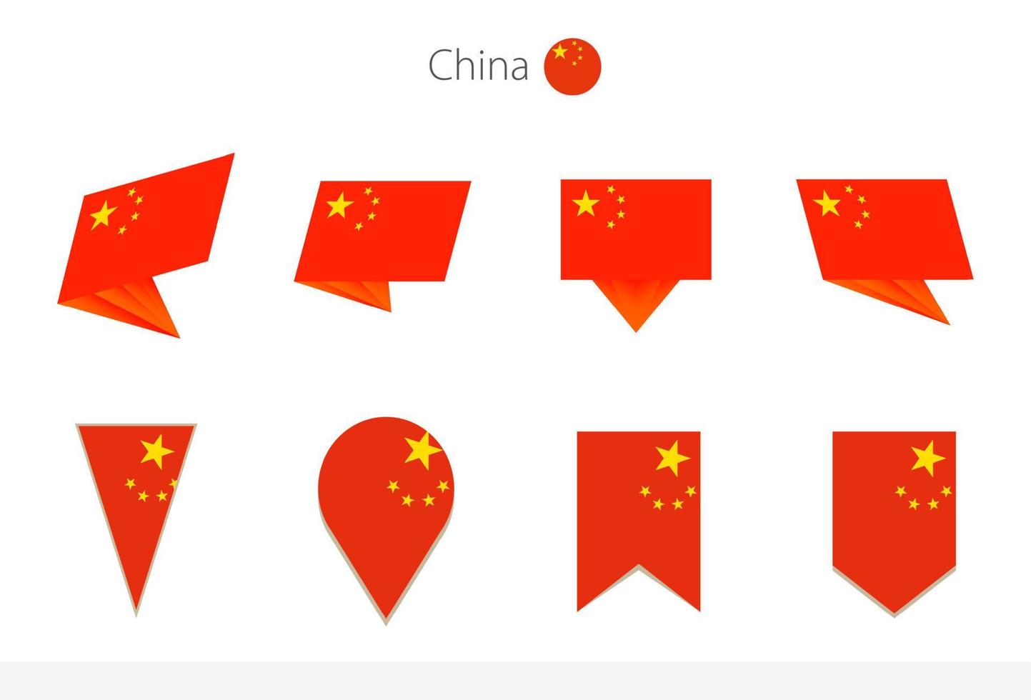 Sammlung chinesischer Nationalflaggen, acht Versionen von chinesischen Vektorflaggen. vektor
