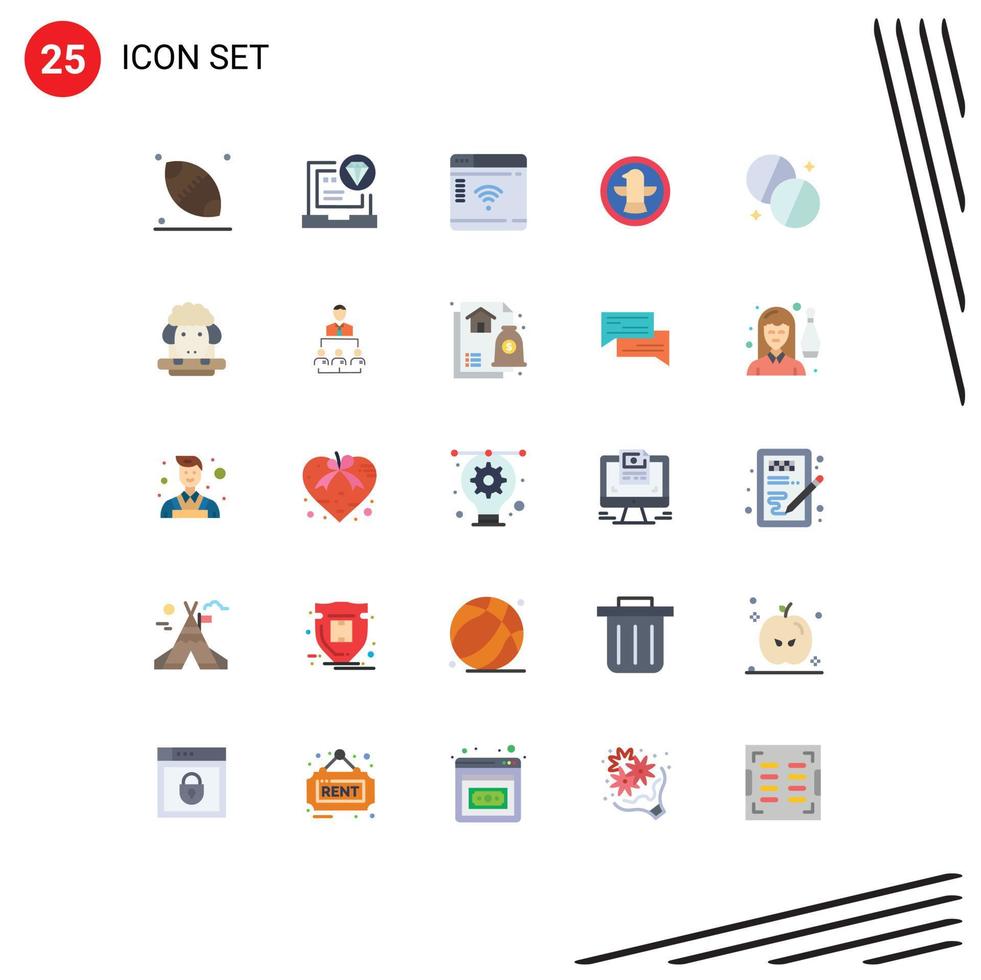25 användare gränssnitt platt Färg packa av modern tecken och symboler av hälsa Örn internet firande amerikan redigerbar vektor design element