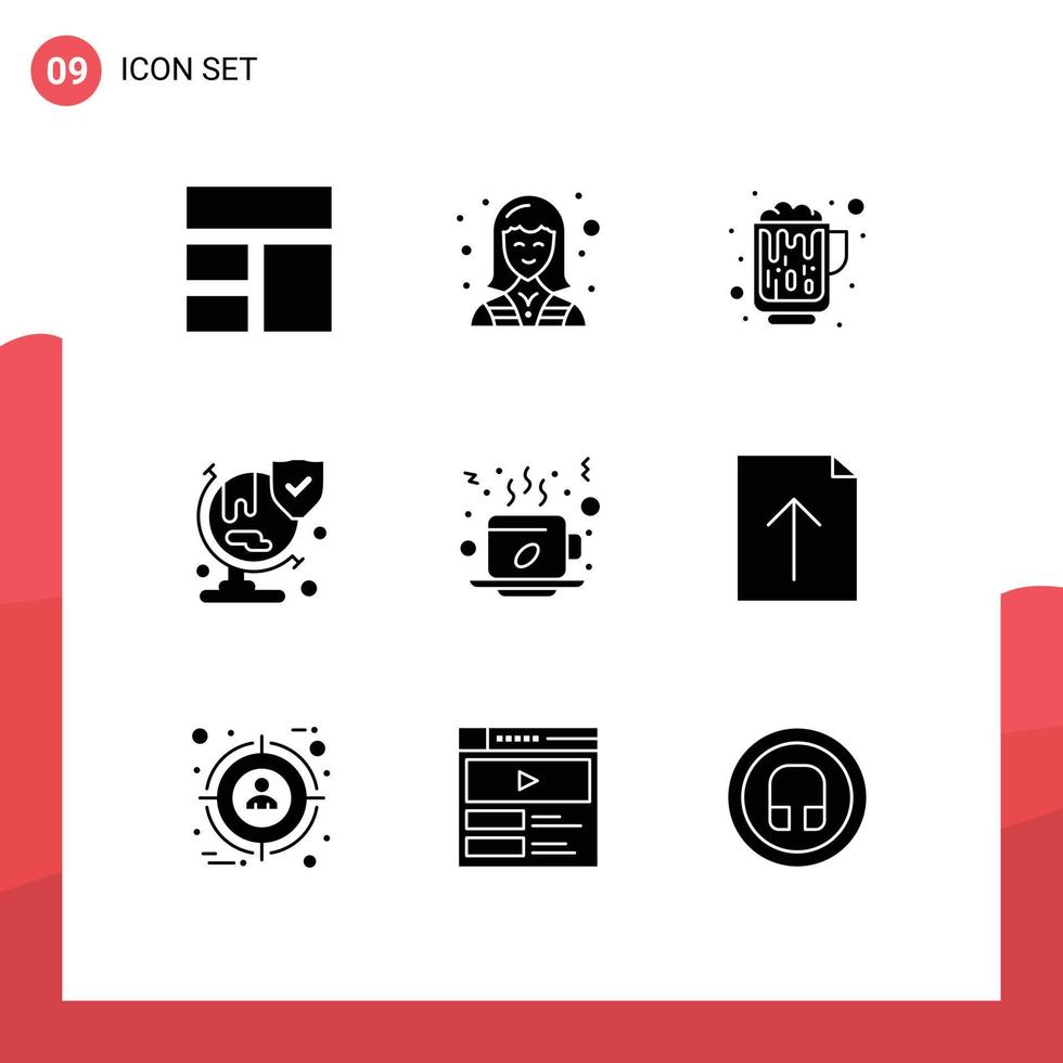uppsättning av 9 modern ui ikoner symboler tecken för vinter- säkerhet arbetstagare försäkring vin redigerbar vektor design element