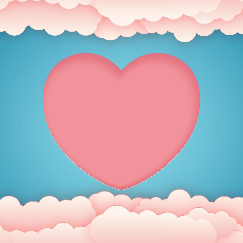Scherenschnittkonzept in Form eines Herzens auf blauem Hintergrund. vektorsymbole der liebe für glückliche frauen-, mutter-, valentinstag- und geburtstagsgrußkartendesigns. vektor