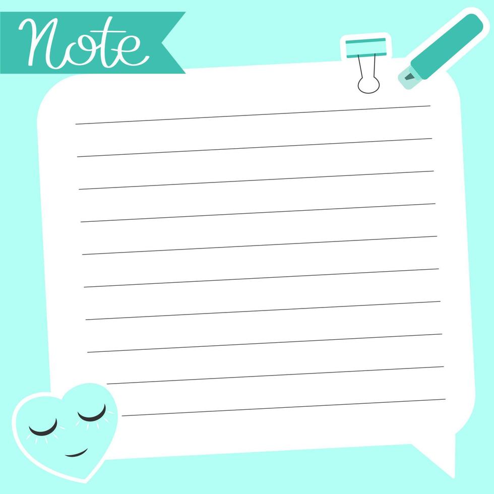 süße Papiernotiz. Vorlage für Papiernotizen. Notizen, Memos und Aufgabenlisten, die in einem Tagebuch oder Büro verwendet werden. vektor