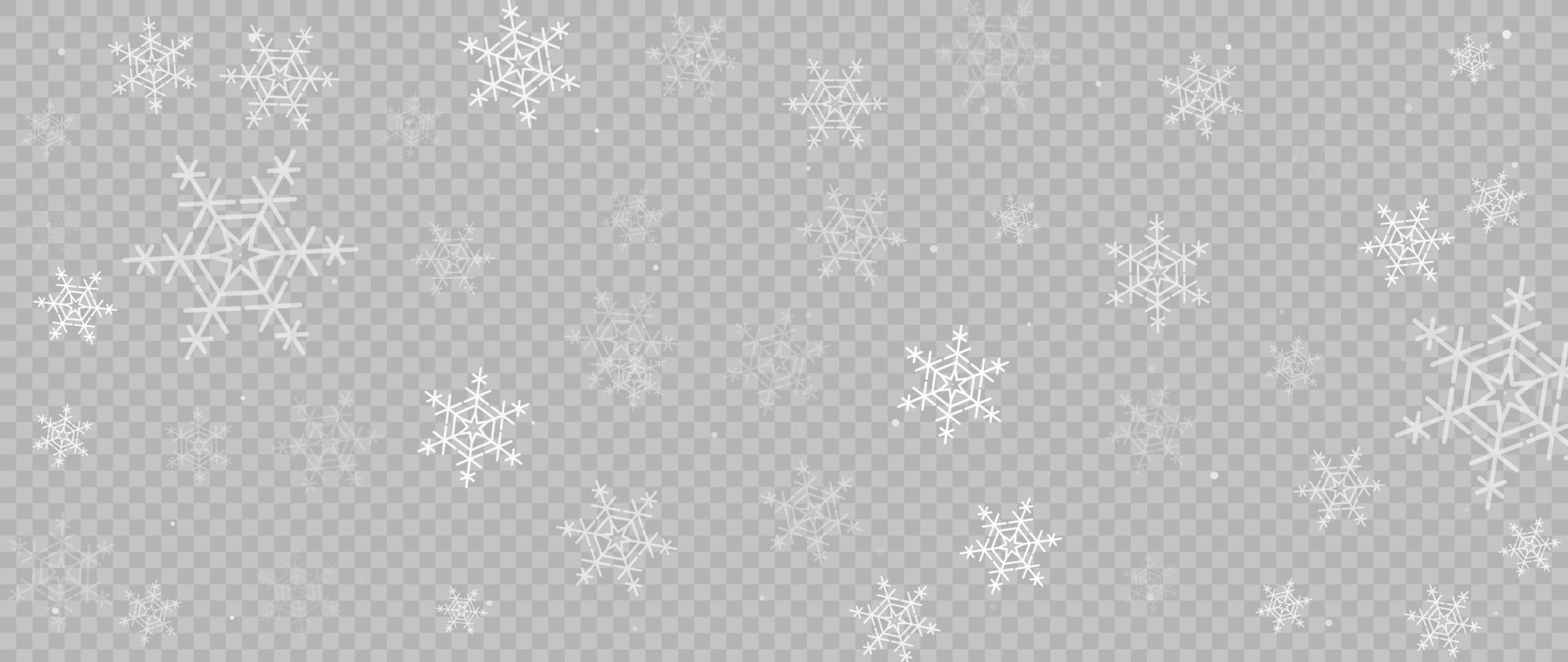 elegant vinter- snöflinga bakgrund vektor illustration. lyx dekorativ snöflingor på rutnät genomskinlighet bakgrund. design lämplig för inbjudan kort, hälsning, tapet, affisch, baner.